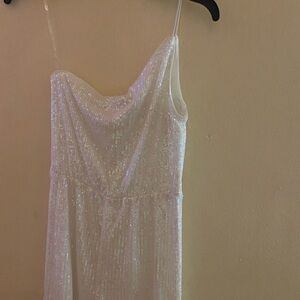 Sparkling White Sequin Dress with Straps